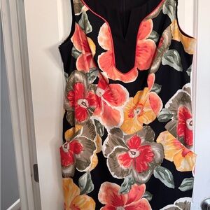 Alyx Black Floral Dress with Red and Yellow Accents